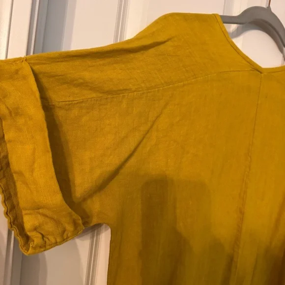 Francesca Bettini Dress 100% linen Italy size medium Mustard A00205 - Picture 5 of 5